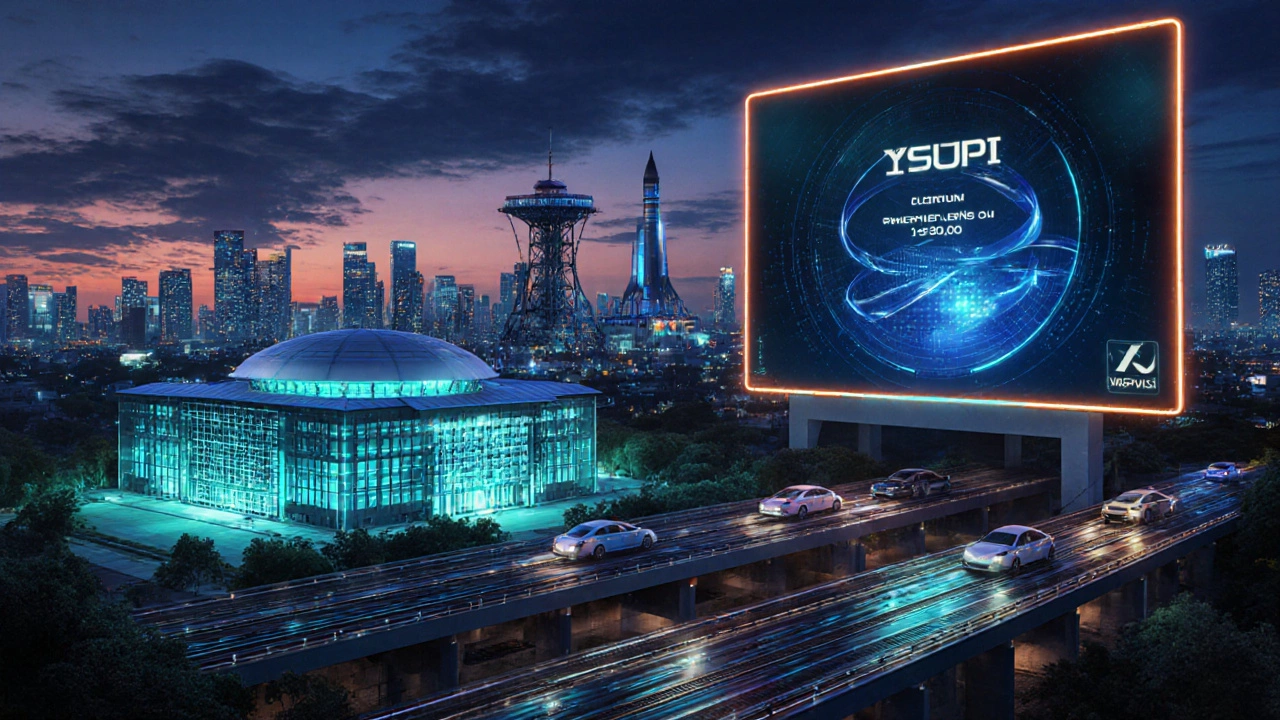 Futuristic Indian city with AI lab, electric cars, and solar-lit skyline.